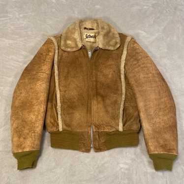 ジャケット・アウター 80s Schott suede leather bomber jkt Schott 80s Suede Leather Bomber Jacket MA-1 Style Vintage