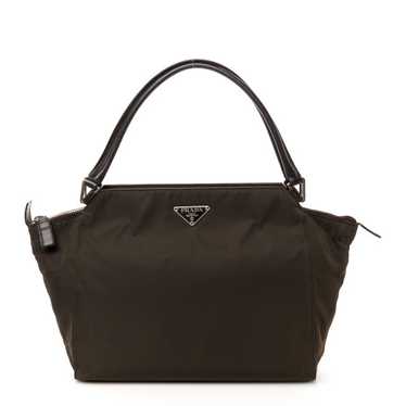 美品 PRADA プラダ 総柄 台形スカート 38裏地シルク100% 牛革レザー Prada tessuto city nylon - Gem