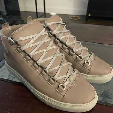 靴 BALENCIAGA Arena high Sneaker size 43 Balenciaga Arena High Top Cark Green Leather Sneakers Size