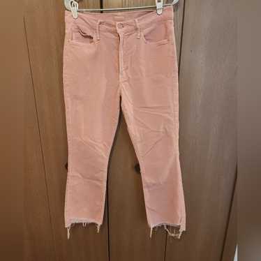 パンツ MOTHER CORDUROY INSIDER CROP STEP FRAY Mother The Insider Crop Step Fray Hopscotch 25 Navy Blue