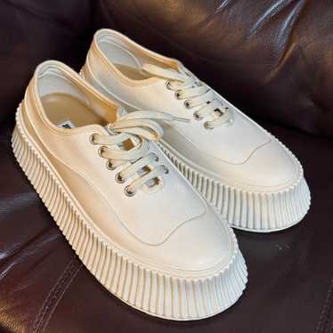 【送料&関税込】Jil Sander Canvas Platform Sneakers JIL SANDER Leather platform sneakers | THE OUTNET