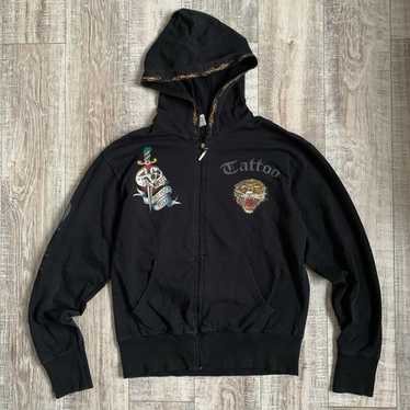 y2k✨️ 00s Ed Hardy ベロア ロゴ ジップアップ パーカー 希少 Tattoo Eagle Y2K Velour Hoodie