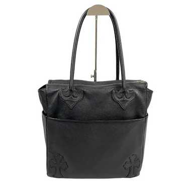 +CHROME HEARTS+ CROSS LEATHER TOTE BAG クロス トート バッグ CHROME HEARTS BLACK LINED TOTE BAG W/LG CROSS クロムハーツ