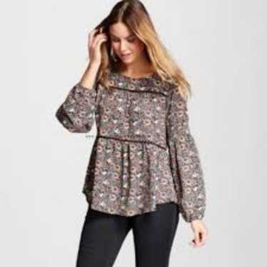 Knox Rose Tieback Floral Boho Peasant Blouse Size 