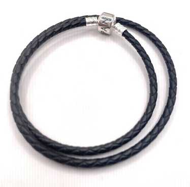 Pandora ブレーデッドレザー Tバー　黒編み込みレザー Pandora black double leather - Gem