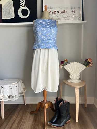 Lady cameo vintage cream slip skirt with lace tri… - image 1