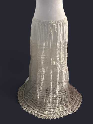 Women's Skirt - White/Cream - XL – Cream crochet … - image 1