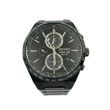 SEIKO WORLD TIME SOLAR ブラック　V195 Seiko World Time V195-0AE0 Stainless Steel Date Box Solar