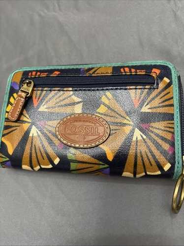 Fossil Wallet KeyPer Multi Colored Zip Around Coa… - image 1