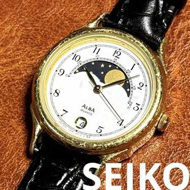 SEIKOセイコーALBAアルバ moon phaseムーンフェイズ SEIKOセイコーALBAアルバ moon phaseムーンフェイズジャンク