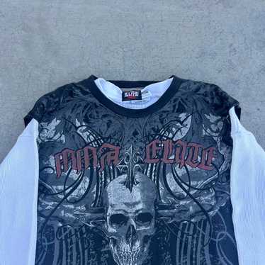 Vintage Y2K MMA Elite Shirt Mens XL Waffle Thermal Fighter
