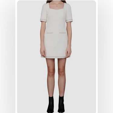 maje マージュ Retalo ロゴボタン ウールコンボ ツイード ワンピ maje (マージュ) WHITE BUTTONED TWEED DRESS ワンピース（maje