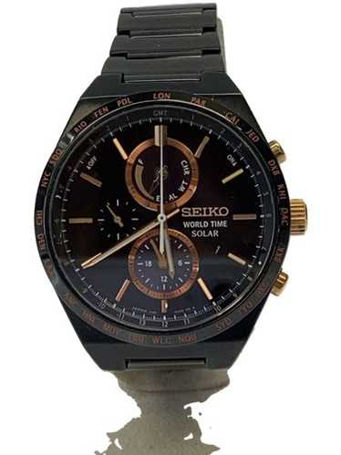 SEIKO WORLD TIME SOLAR ブラック　V195 SEIKO SPIRIT SMART V195-0AE0 World Time Solar Chronograph