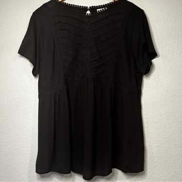 Knox Rose Pintuck Baby Doll Peasant Top Blouse M