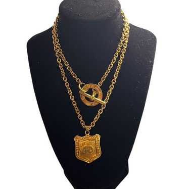 Celine Vintage Gold Oversized Celine Paris Pendant Chain
