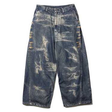 JULIUS 10oz Denim Bleach Cargo Pants （Black） -FASCINATE