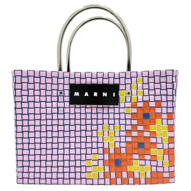 【新品】MARNI Flower Market bag MARNI handbag tote bag Blue MARKET STRIPE flower cafe Used