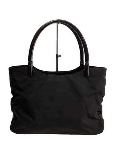 バッグ PRADA PLASTIC HANDLE NYLON HAND BAG Prada Nylon Tote Bag Black Plastic Handle Trangle Logo Used