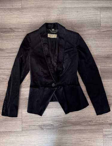 Burberry★素敵！Women's Black Velvet 1 Button Jacket Burberry Quilted Velvet Trim Jacket | Neiman Marcus