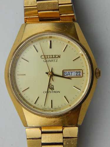 CITIZEN CRYSTRON Special QUARTZ　稼働品 VINTAGE Citizen Quartz CQ CRYSTRON blue Dial Japan Made
