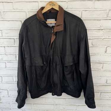 Valentino Men's Leather Jacket Black L Vintage Bomber Rare