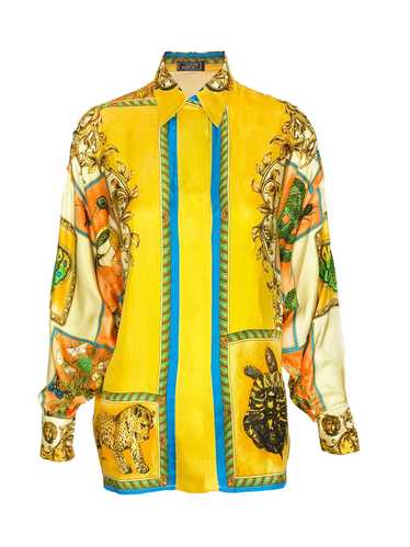 トップス vintage made in ITALY VERSACE silk shirt GIANNI VERSACE silk shirt Op-Baroque w/ gold accents size IT