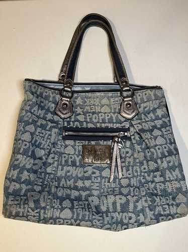 バッグ Vintage Coach Poppy Word Block Denim Bag COACH Vintage Poppy Word Block Denim Shoulder Bag Indigo