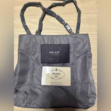 バッグ 816 vintage Prada logo tote bag gray Prada-Saffiano-Bicolor-Double-