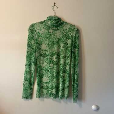 ganni 緑のリンゴ柄のトップス GANNI Crinkled Minidress - Bright Green | Garmentory