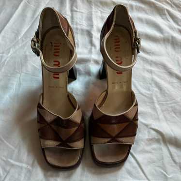 靴 archive vintage miumiu patchwork heel Miu Miu vintage patchwork heels | eBay