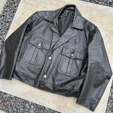 RALPH EDWARDS 1960年代POLICE ライダースジャケット古着 古着 70s USA製 BROOKS 本革 レザー ダブル ライダース