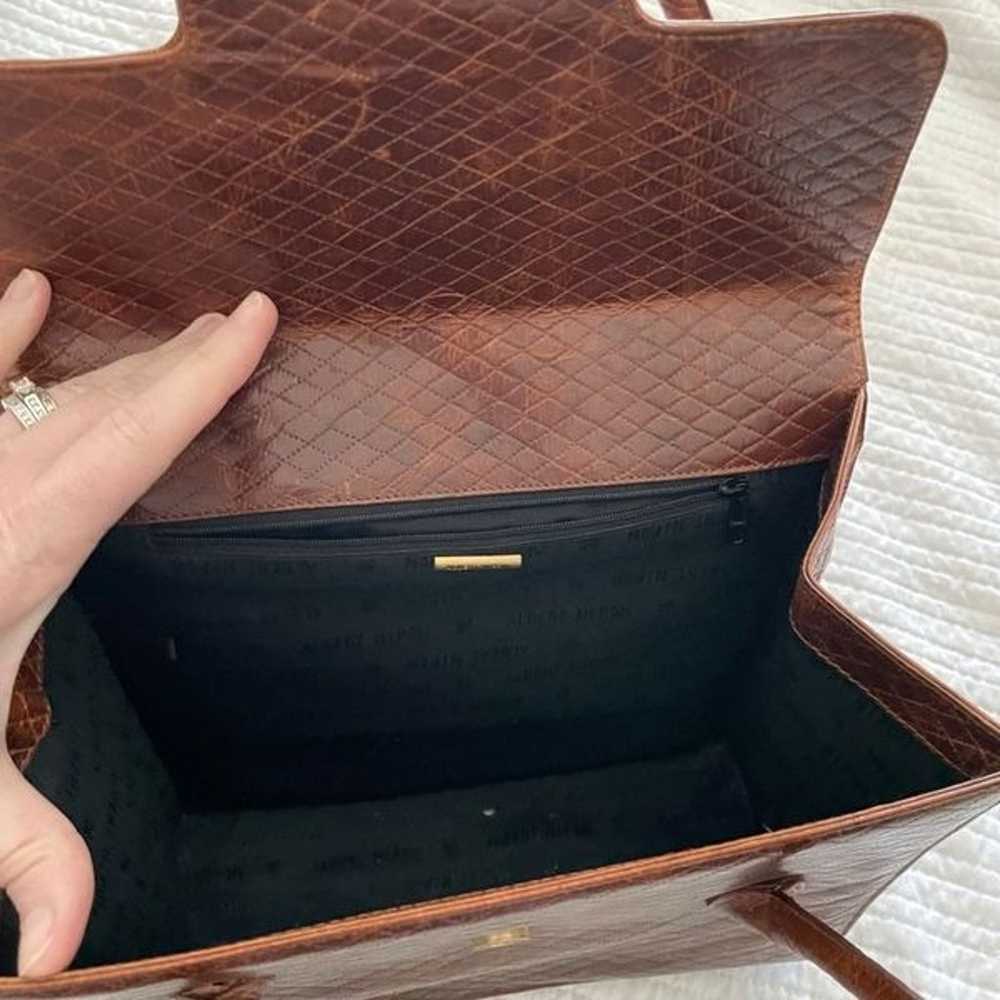 Albert Nipon Brown Geometric Patterned Real Leath… - image 6