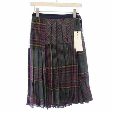 sacai サカイ Satin Mix Chiffon Mix Skirt 赤 Plaid Mix Skirt by Sacai- La Garçonne