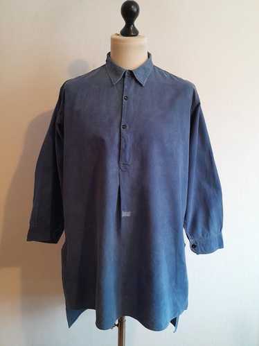 Vintage French Workwear Shirt - 1940s Indigo Blue Cotton