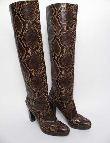 STUART WEITZMAN BOOTS PYTHON SNAKE PRINT LEATHER … - image 1