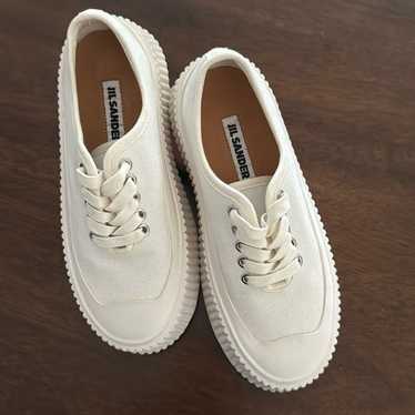 【送料&関税込】Jil Sander Canvas Platform Sneakers Jil Sander // Beige & White Canvas & Rubber Platform Sneaker
