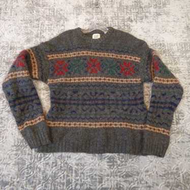 Vtg GAP 1989 Hand Knit Horse Rodeo Cowboy Shetland Wool
