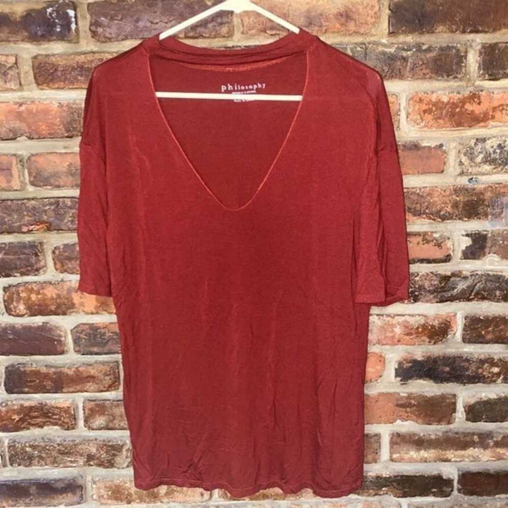 Other Philosophy Red Short Sleeve Choker Keyhole T-Shirt Small