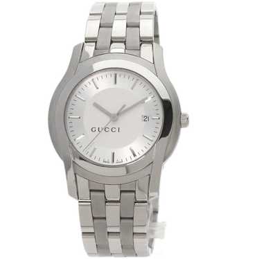 GUCCI 腕時計　5500L GUCCI 5500L Watch Silver Black Used From Japan Check