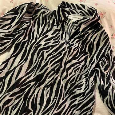 Robert Rodriguez Sheer Zebra Print Button-Up - image 1
