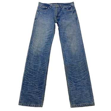 【mk】LAD MUSICIAN WIDE BAGGY DENIM Blue Baggy Jeans with Green Overdye - Y2k Denim | Minga