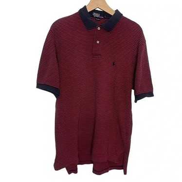 POLO by Ralph Lauren L red + blue striped polo sh… - image 1