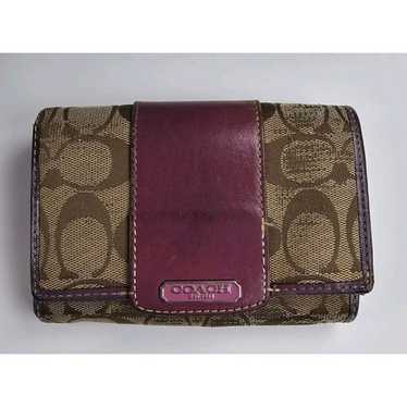 小物 Coach Soho Wallet Purple Canvas Rera COACH Long Round Zip Wallet with Strap Purple Signature