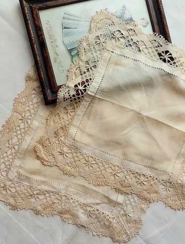 Antique Silk Maltese Lace Shirt Front - Handmade - Pi… - Gem