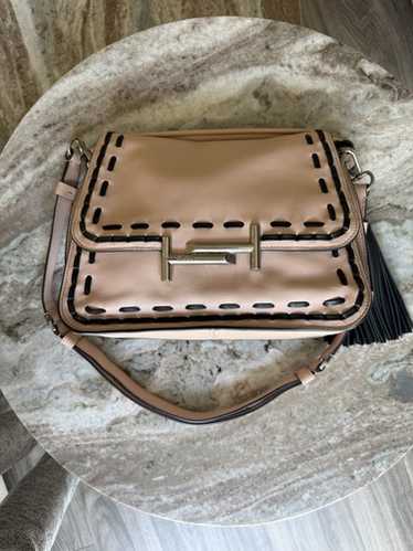 Tod's Mini Double T Shoulder Bag Black Ladies Handbag