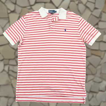 Vintage Men's Polo shirt - Pink/White - L – VINTA… - image 1
