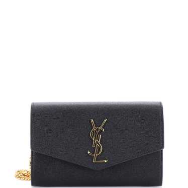 VIP【送料関税込】SAINT LAURENT UPTOWN LEATHER WALLET CHAIN Saint Laurent Uptown YSL Wallet on Chain in Grained Leather