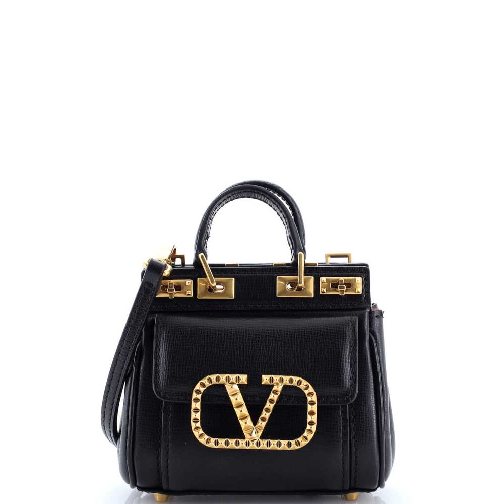 VALENTINO GARAVANI Rockstud Alcove Double Handle Bag Leather Micro