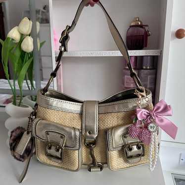 Coach 9061 Shoulder Bag Vintage Old Turnlock Leather Black