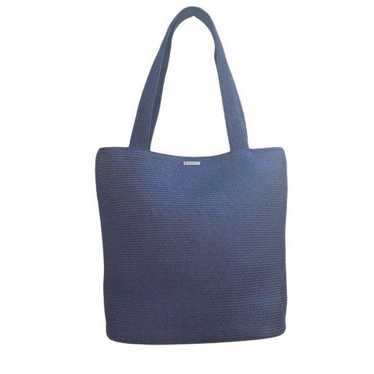 Eric Javits Squishee Tote Black Woven Straw Baske… - image 1